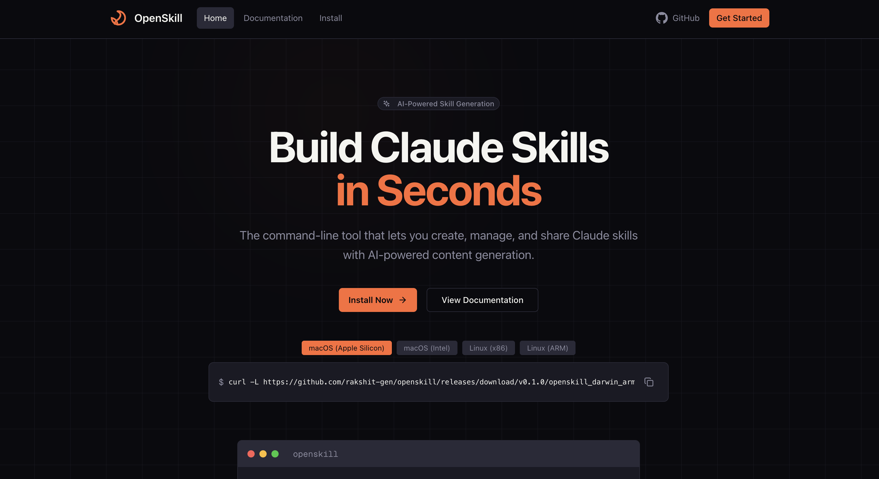 OpenSkill CLI | AI-Powered Skill Management for Claude